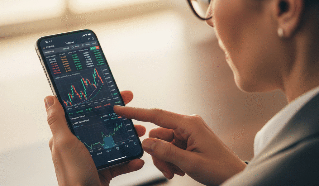 Entenda a Diferença entre Renda Fixa e Renda Variável
Empresários investidores pensam antes de comprar investimento no mercado de ações usando smartphone para analisar dados de negociação. análise de investidores com gráfico da bolsa de valores na tela. Mercado de ações financeiro.
