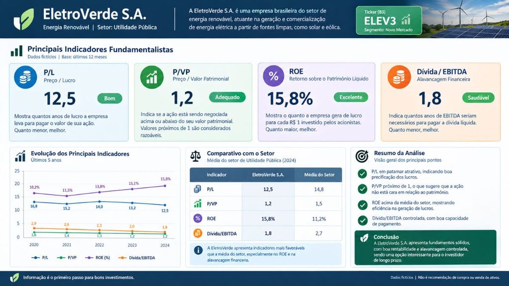 indicadores fundamentalistas para analisar ações PL ROE